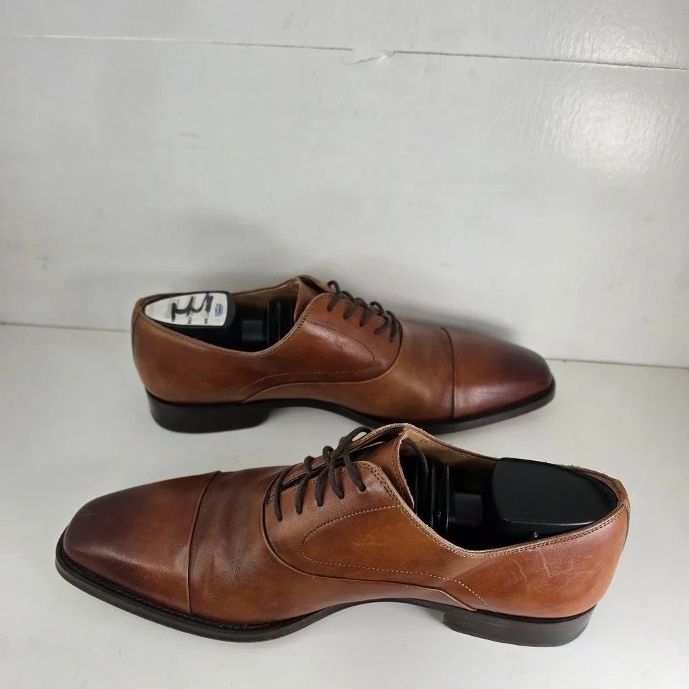Magnanni Segovia Curri Brown Cap Toe Lace Up Oxford Shoes Sz 8M US 15959 Burnish